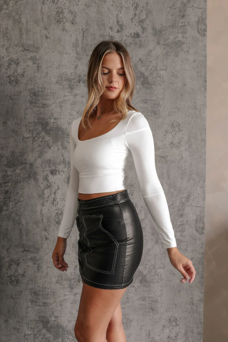 Bexley Black Faux-Leather Mini Skirt - Image 6