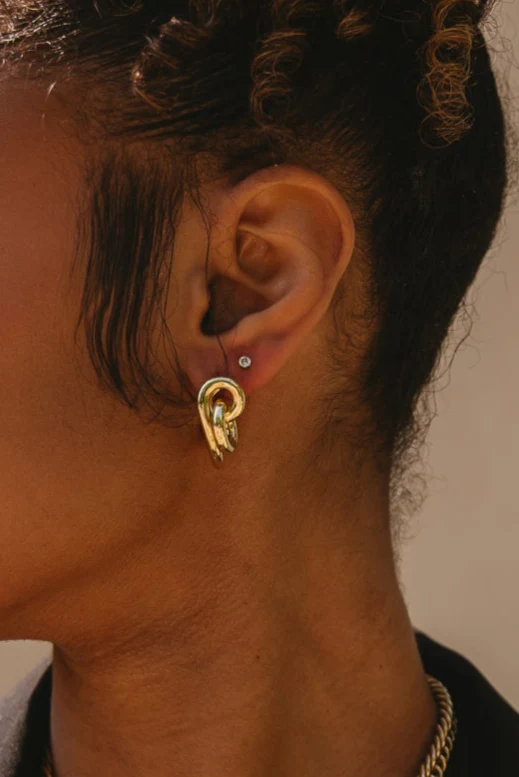 Bianca Gold Twisted Knot Earrings - Image 3