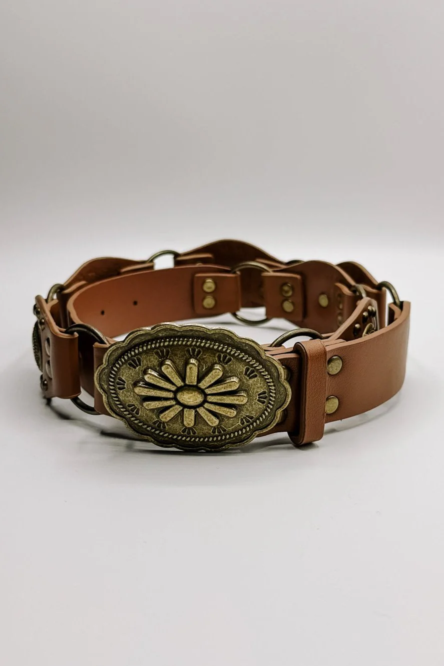 Bianca Studded Floral Buckle Belt - Image 3