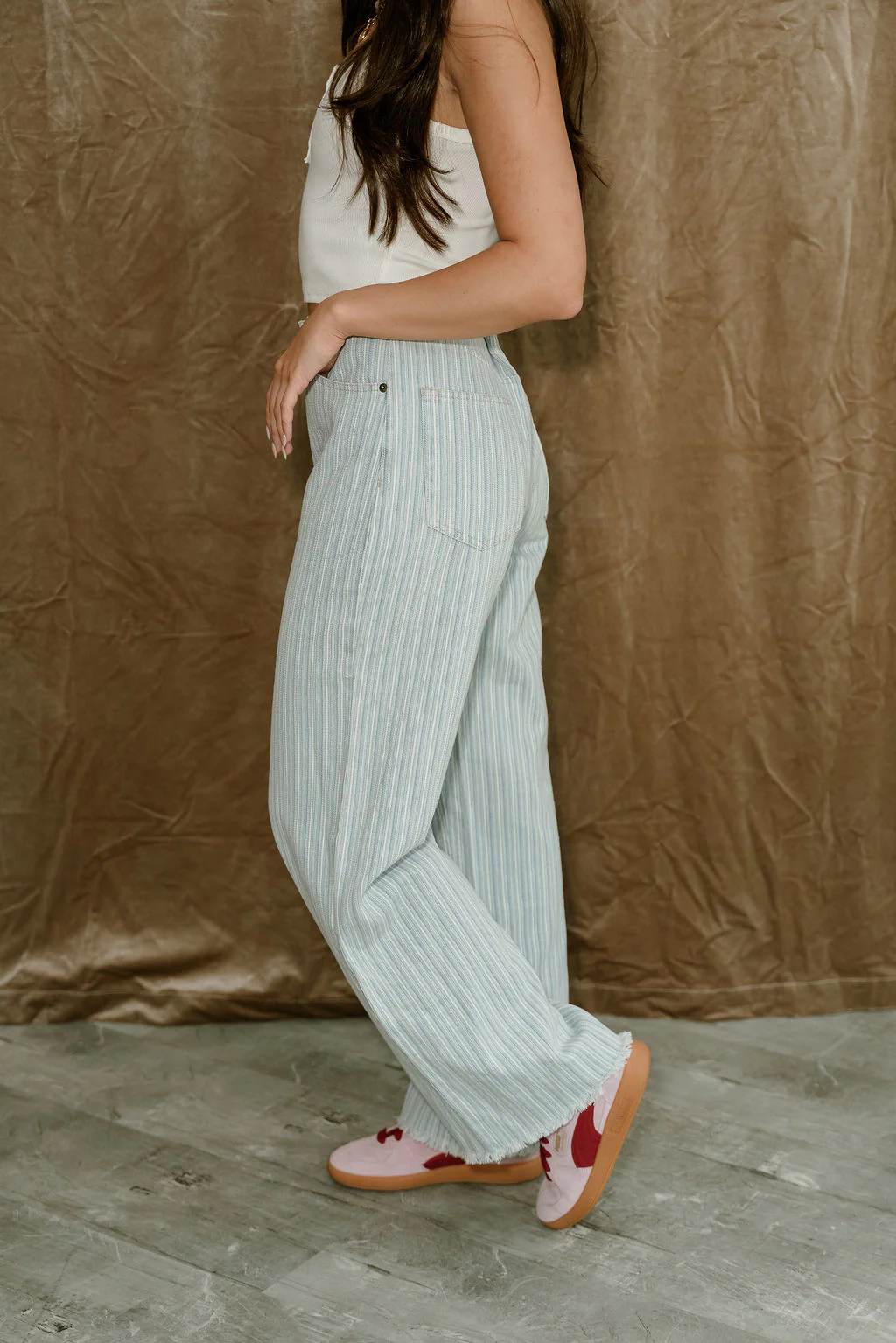 Billie Blue & White Striped Denim Pants - Image 5
