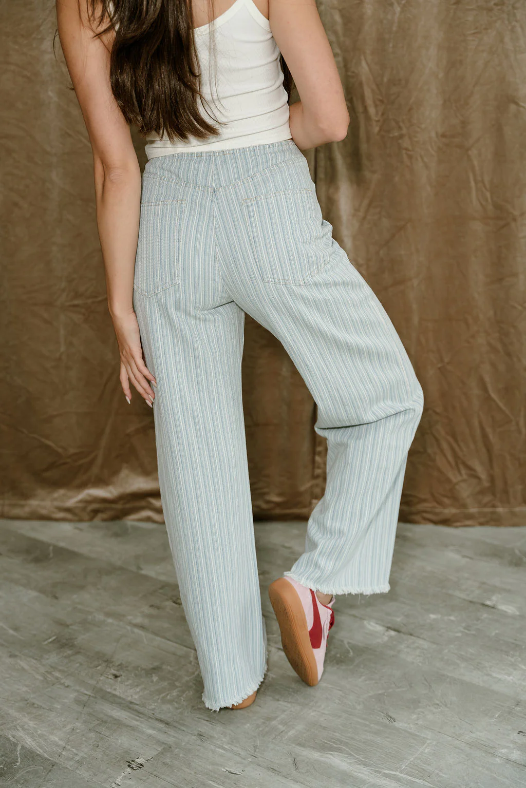 Billie Blue & White Striped Denim Pants - Image 7