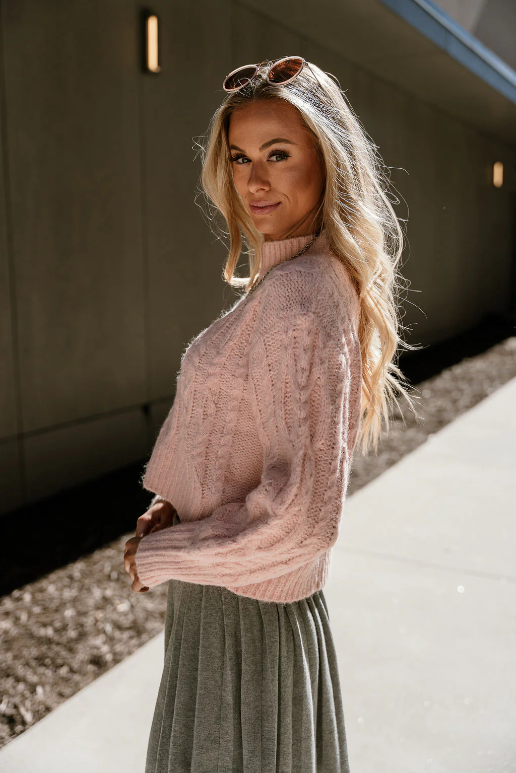 Luna Light Pink High Neckline Sweater - Image 2