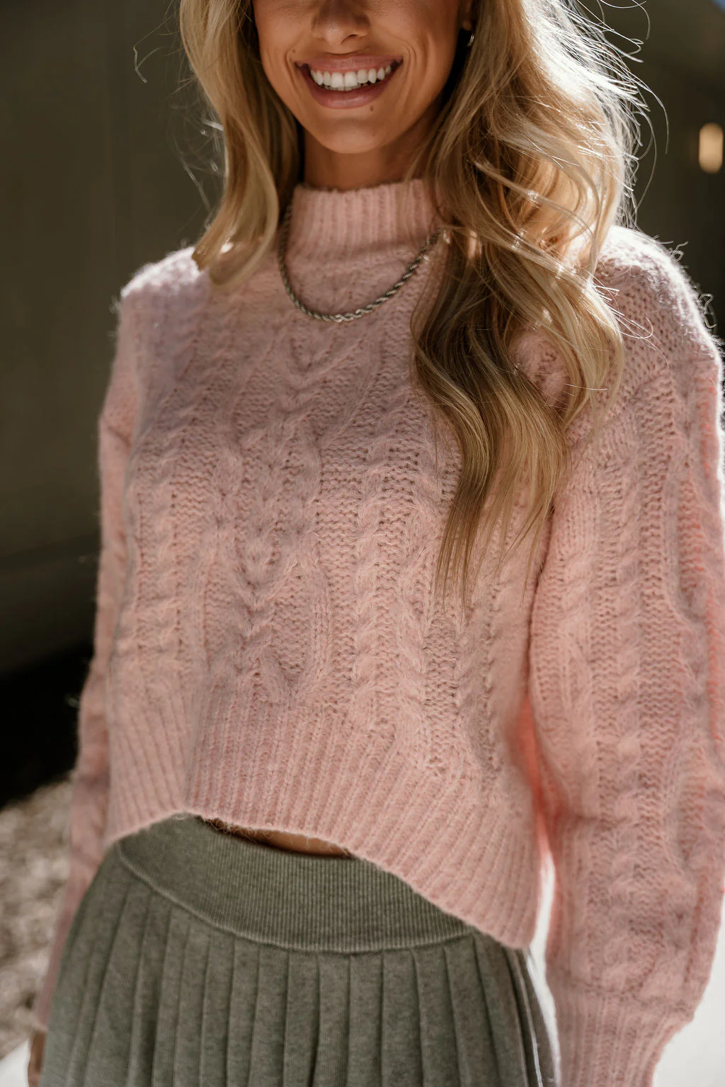 Luna Light Pink High Neckline Sweater - Image 3