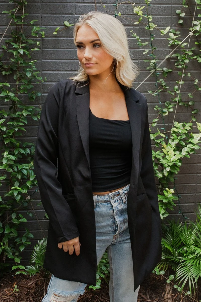 Down To Business Blazer In Black