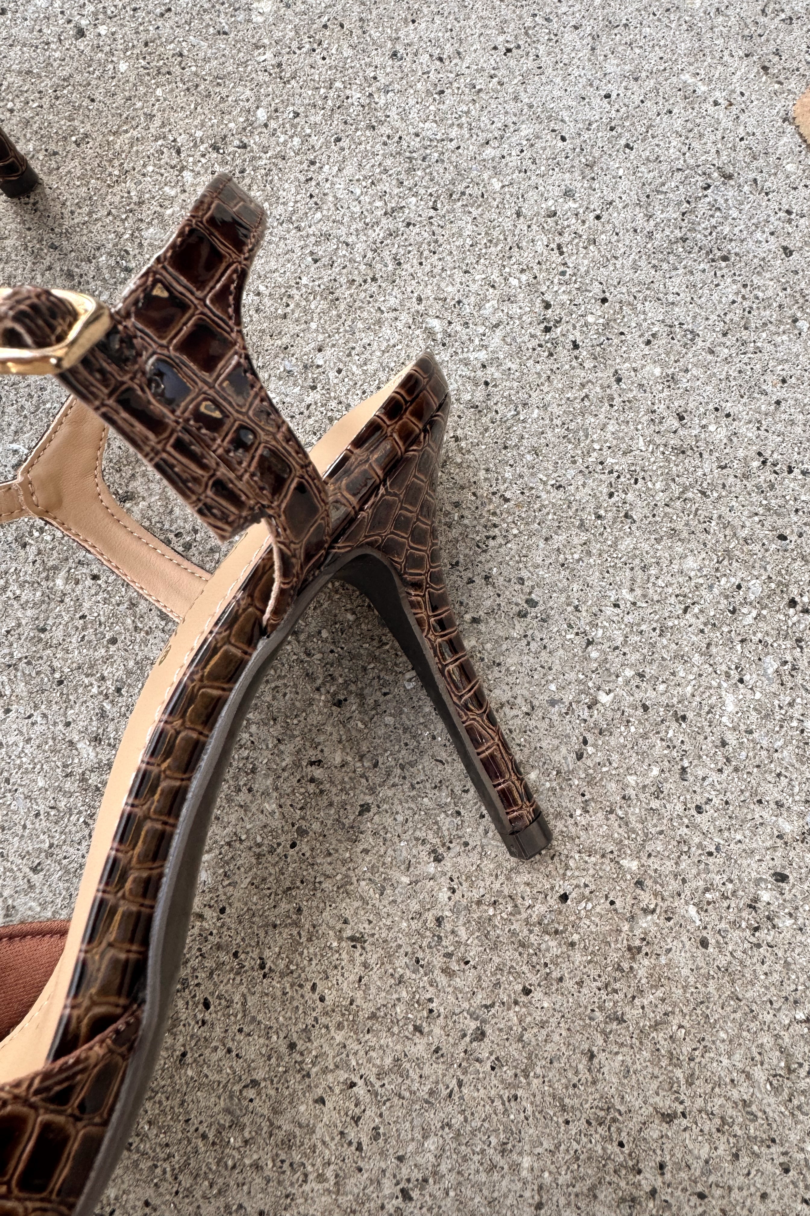 Blade Brown Croc Pointed Toe Heel - Image 4