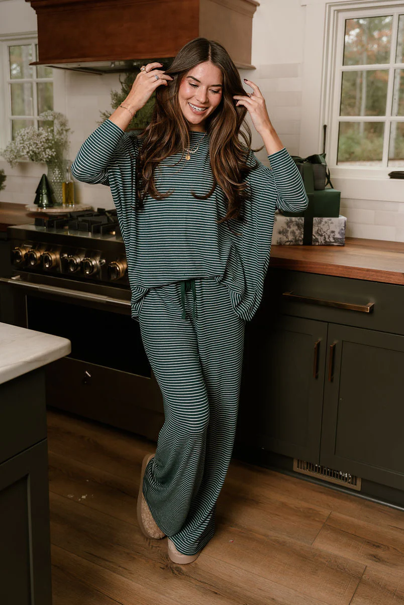 Blair Green Striped Loungewear Set - Image 4