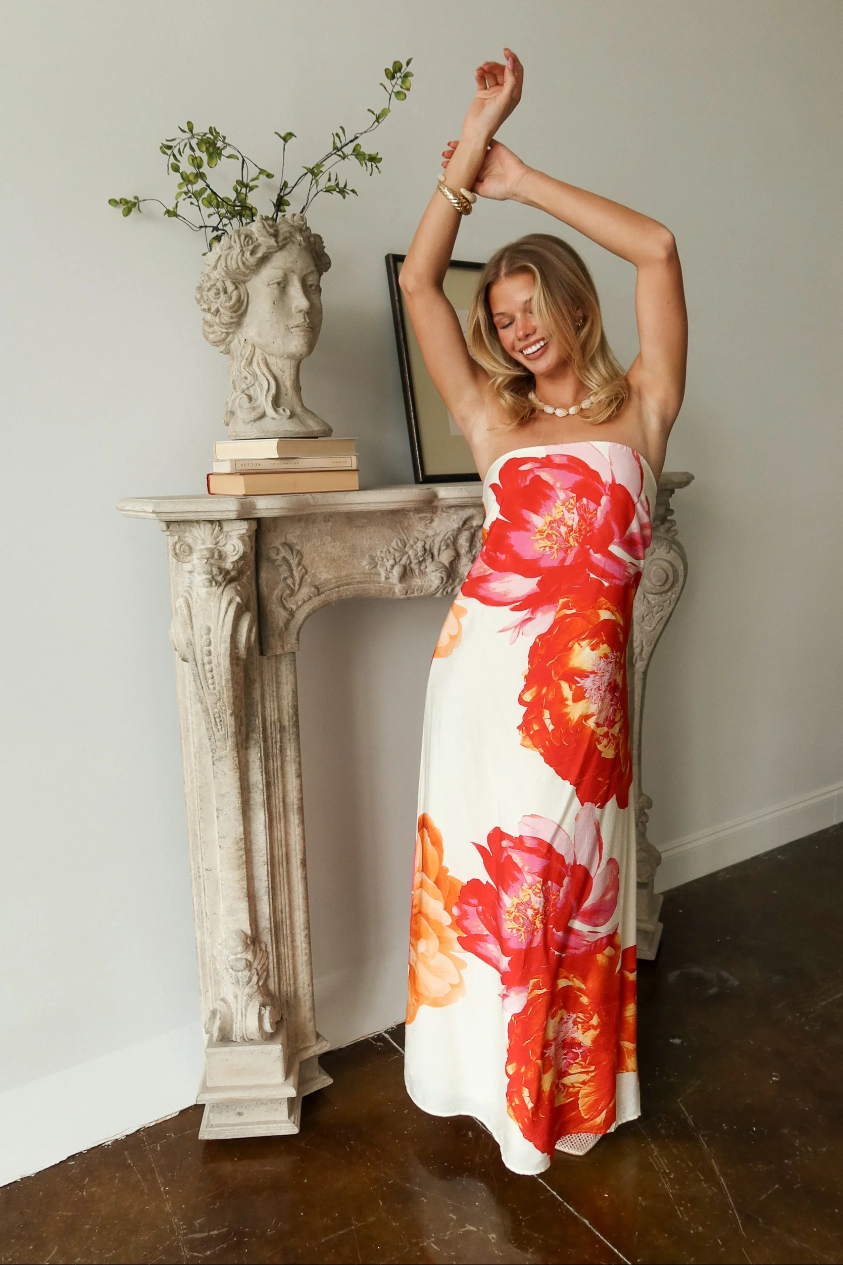 Blair Ivory Multi Floral Strapless Maxi Dress - Image 5