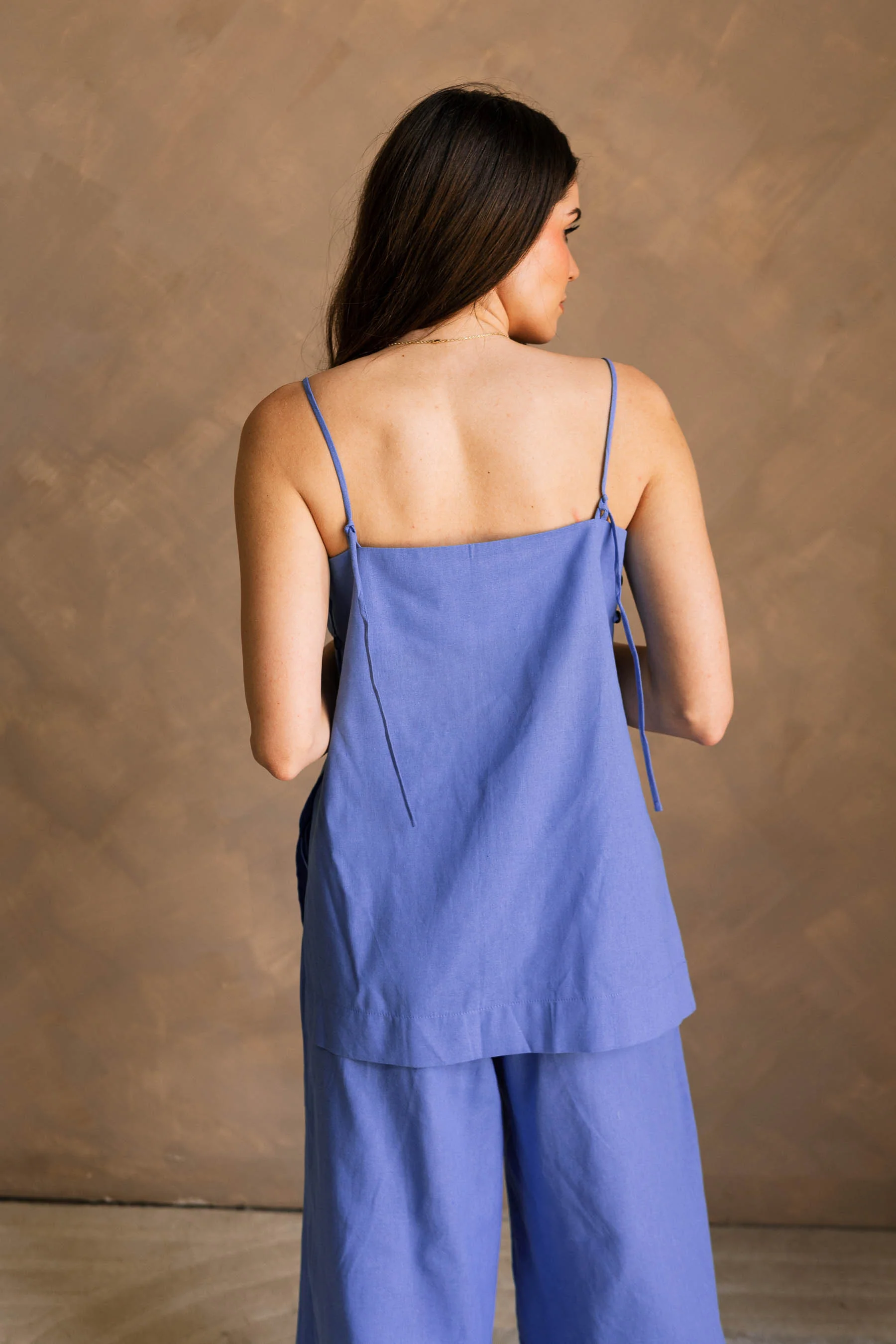 Blair Periwinkle Blue Linen Slits Tank - Image 6
