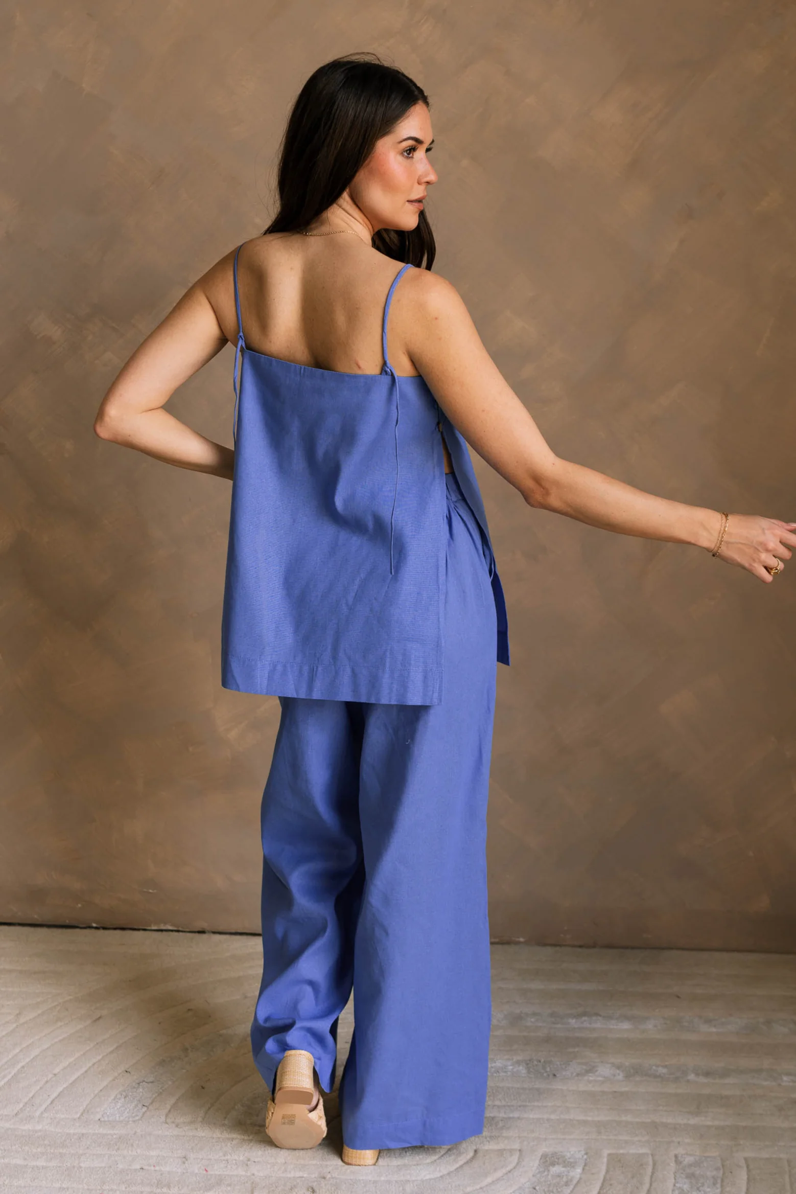 Blair Periwinkle Blue Linen Slits Tank - Image 7