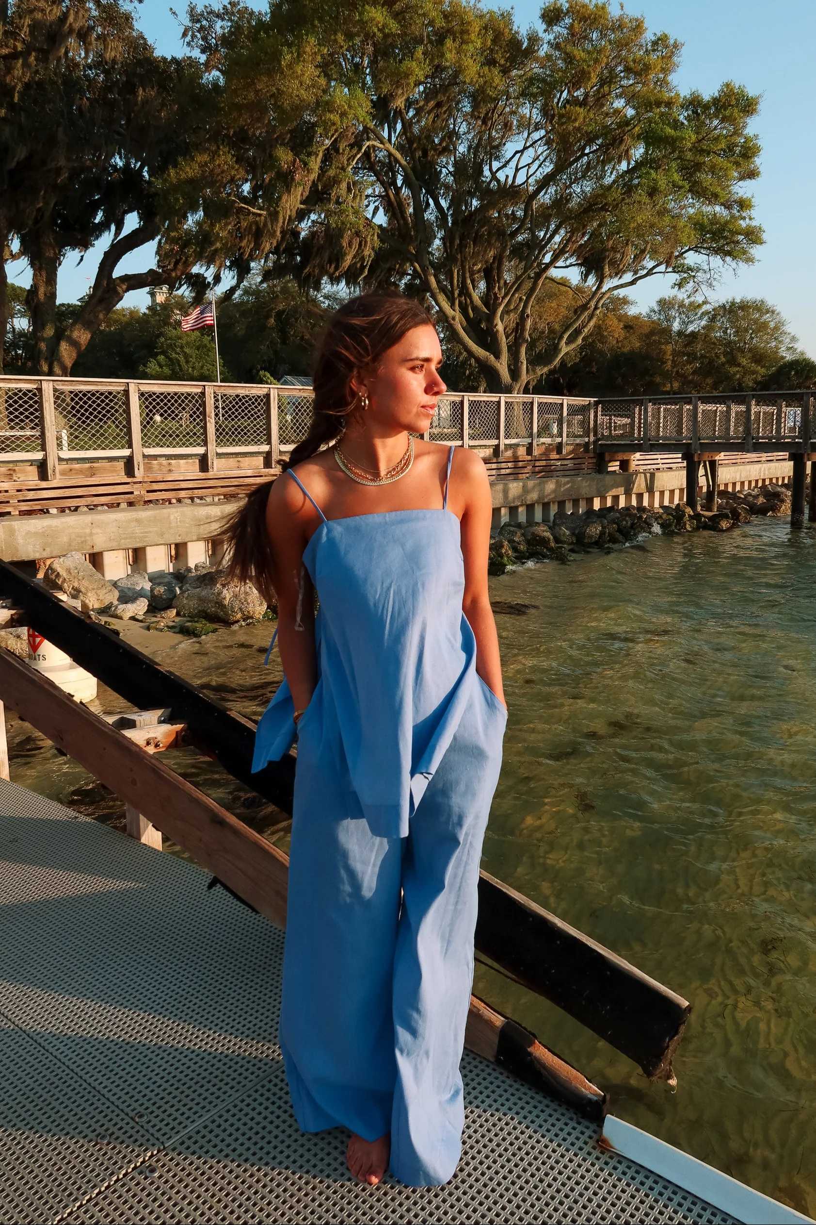 Blair Periwinkle Blue Linen Wide Leg Pants