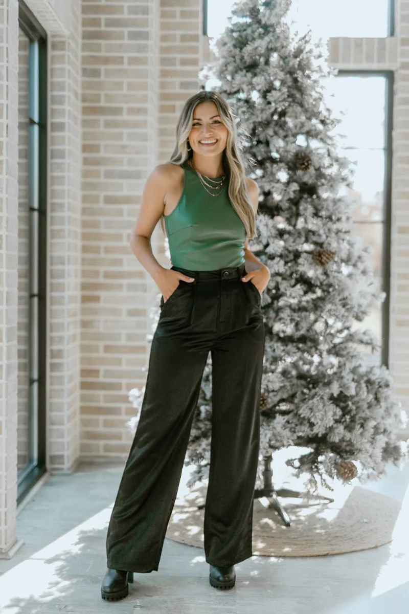 Blaire Faux-Leather Bodysuit in Green - Image 2