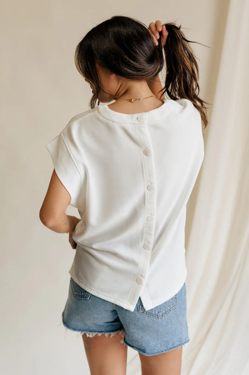 Blaire Off White Ribbed Short Sleeve Top - Image 6