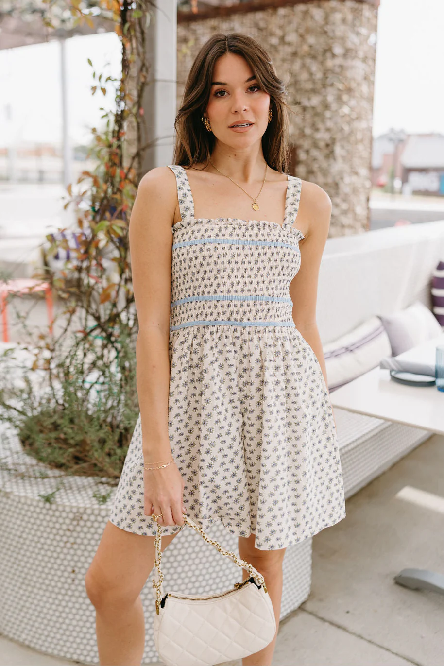 Blakeley Blue & Cream Floral Romper - Image 2