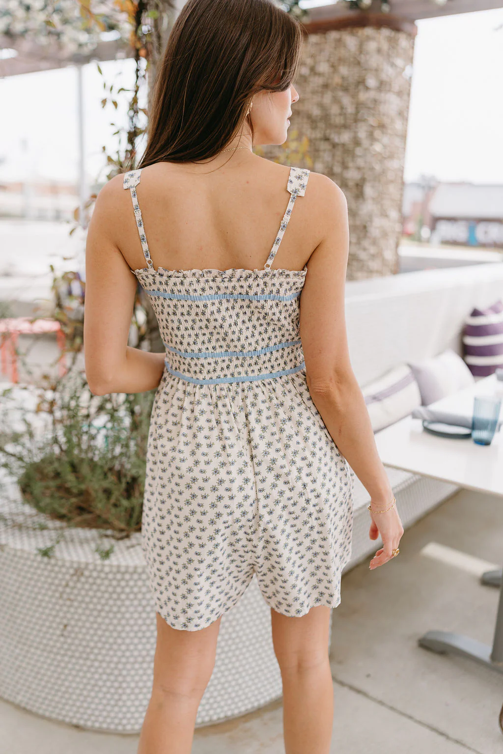 Blakeley Blue & Cream Floral Romper - Image 3