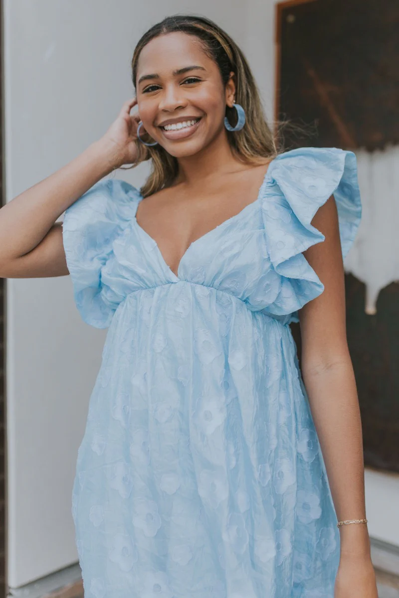 Blue Ruffle Mini Dress Time Of My Life in Blue - Image 2
