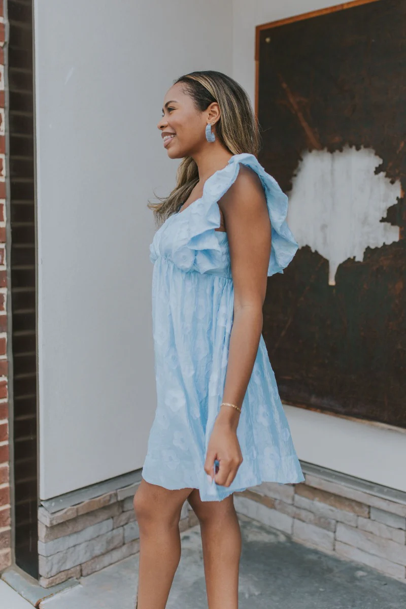 Blue Ruffle Mini Dress Time Of My Life in Blue - Image 3