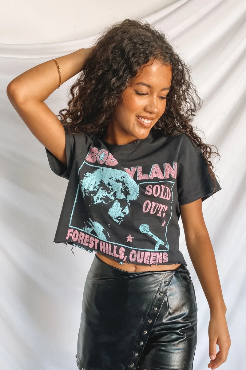 Bob Dylan Cropped Graphic Tee - Image 2