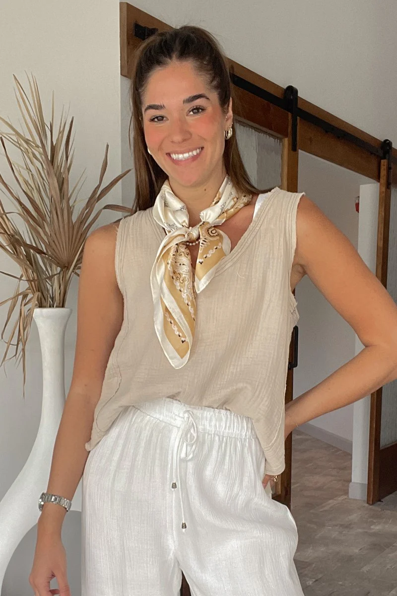 Bon Voyage Tank Top in Taupe