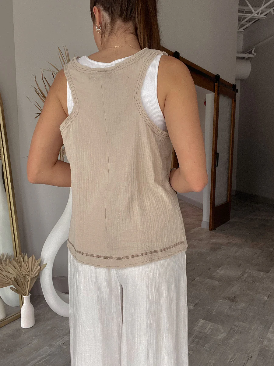 Bon Voyage Tank Top in Taupe - Image 6