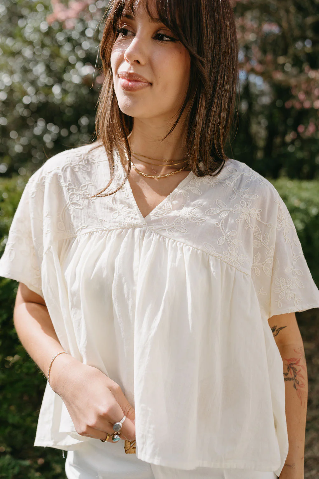 Bonnie Cream Embroidered Floral Top - Image 3
