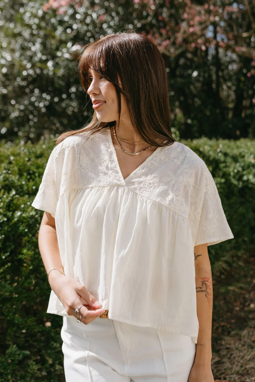 Bonnie Cream Embroidered Floral Top - Image 4