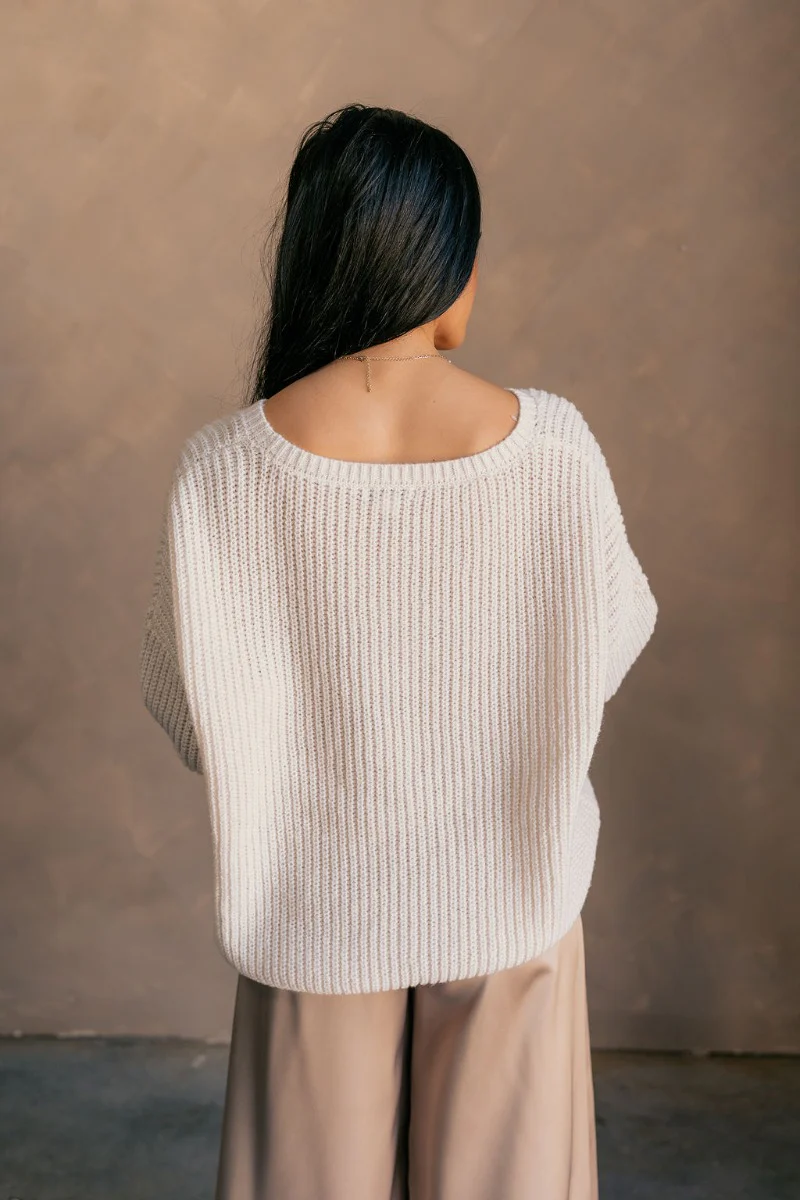 Briana Off White Chest Pocket Sweater - Image 5