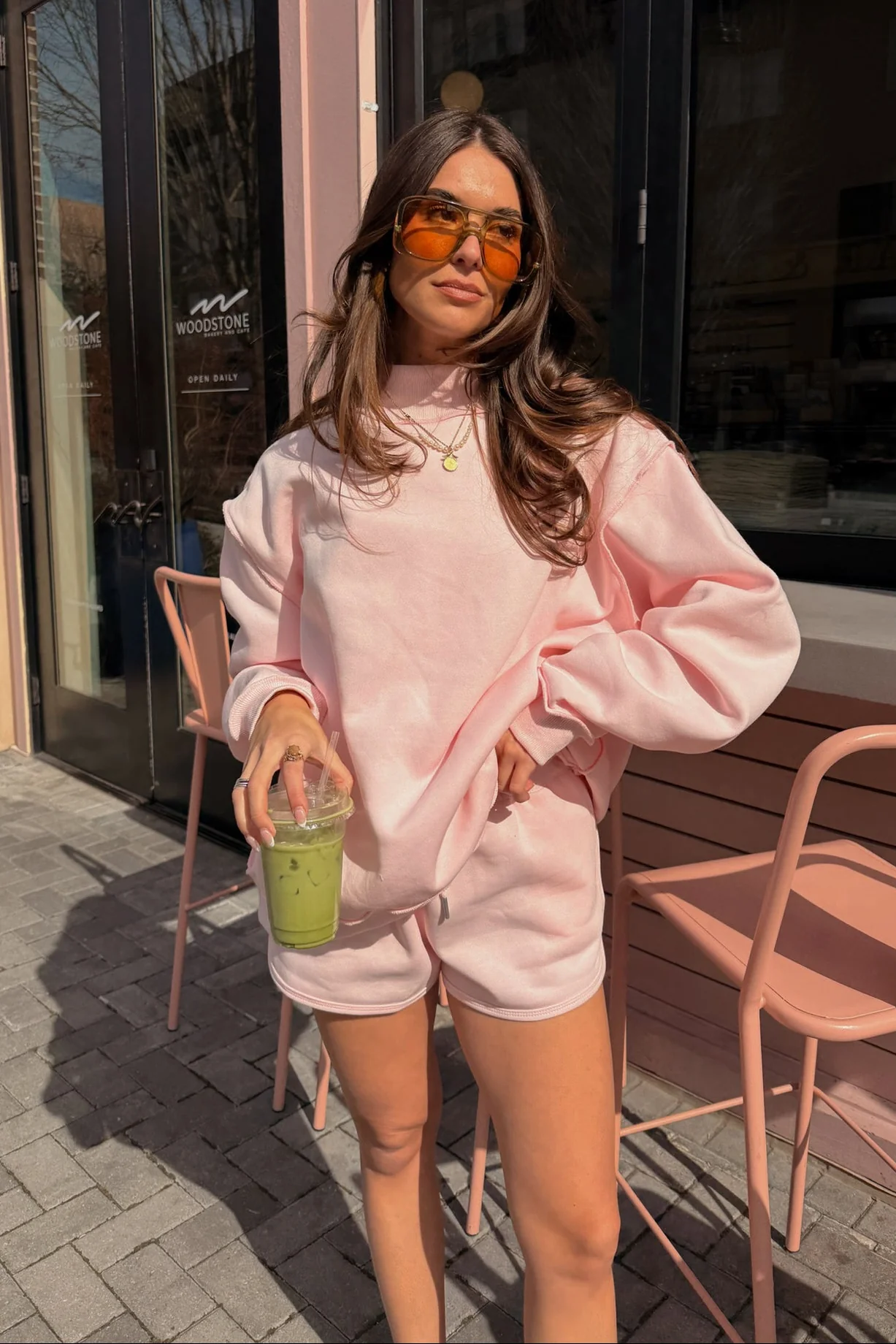 Bridgette Light Pink Mock Neck Sweatshirt - Image 5