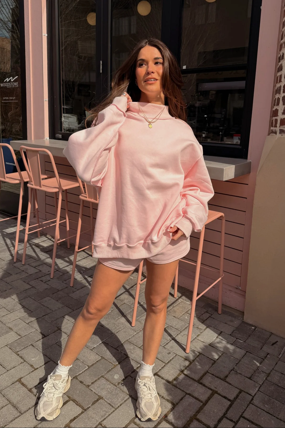 Bridgette Light Pink Mock Neck Sweatshirt - Image 7