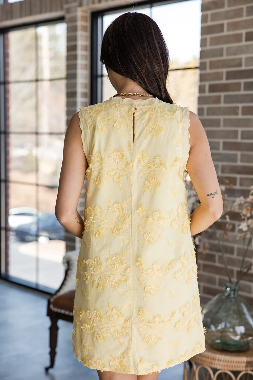 Briella Yellow 3D FLoral Mini Dress - Image 7