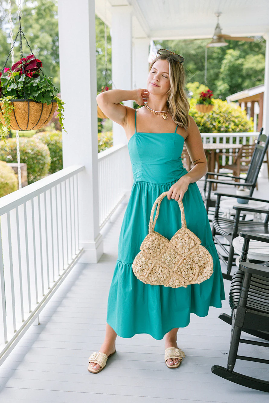 Brinley Jade Green Tiered Midi Dress