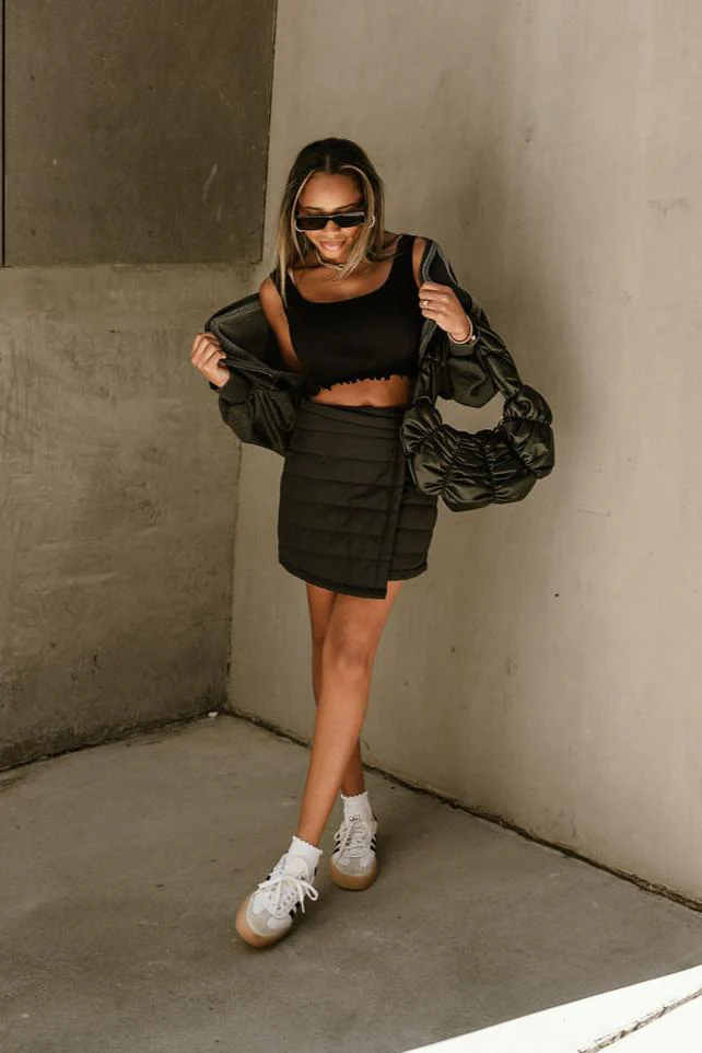 Bristol Black Puffer Mini Skirt - Image 3