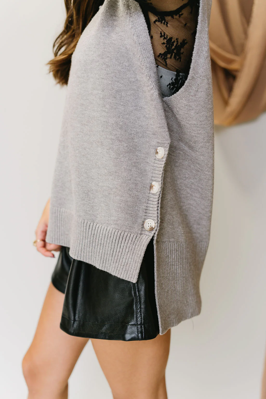 Bristol Heather Grey Buttoned Knit Vest - Image 3