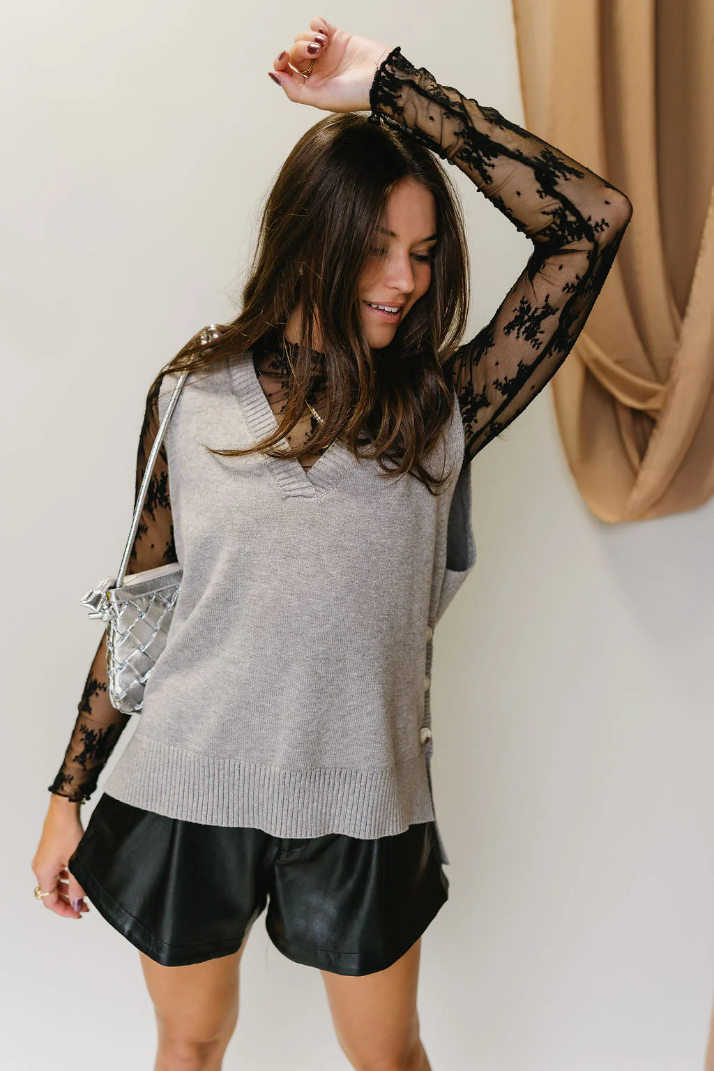 Bristol Heather Grey Buttoned Knit Vest - Image 6