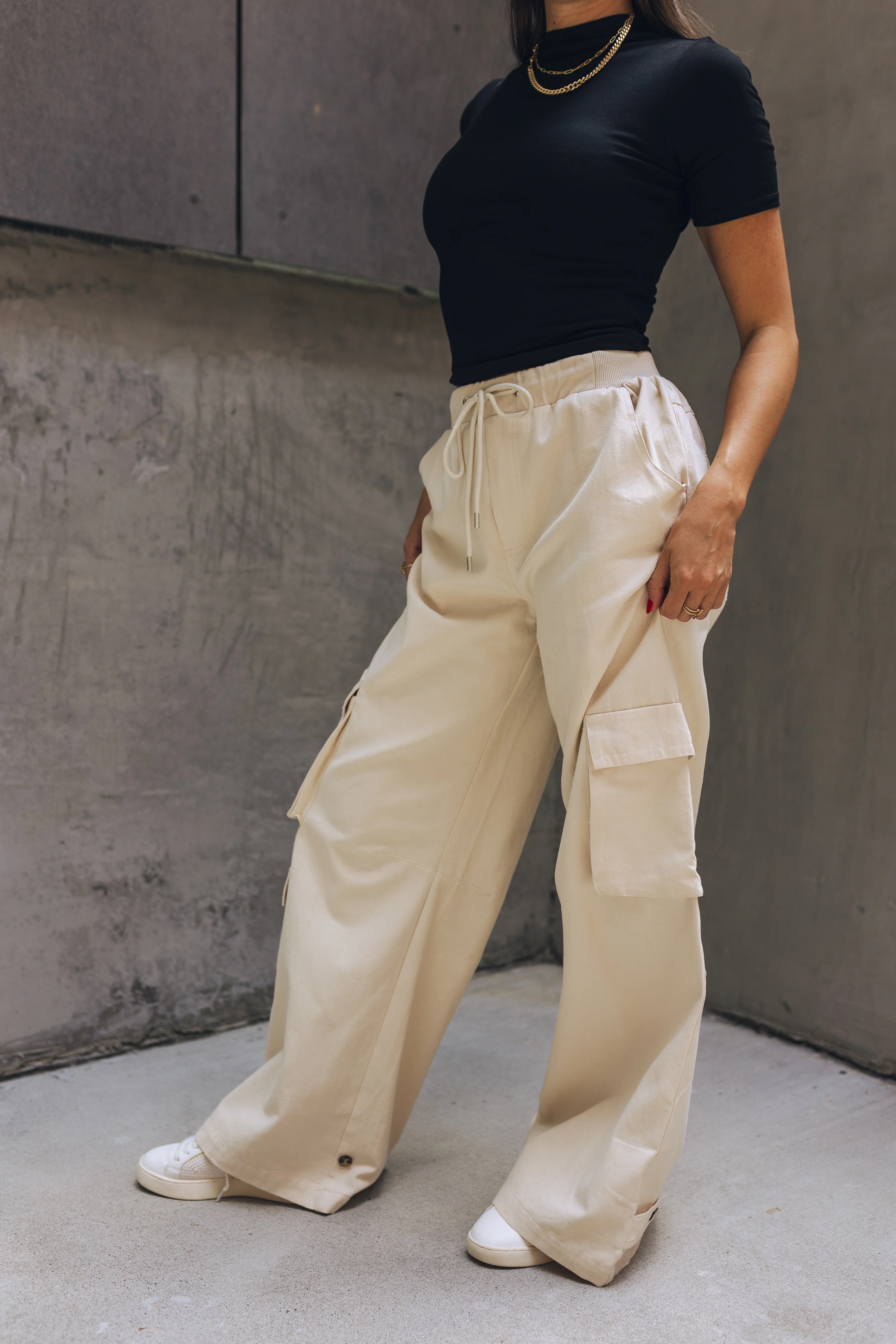Brooke Beige Cargo Pants - Image 3