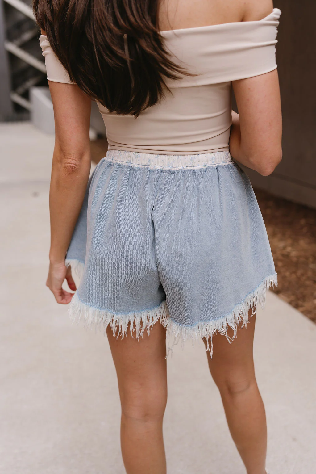 Brooke Light Denim Frayed Skort - Image 7
