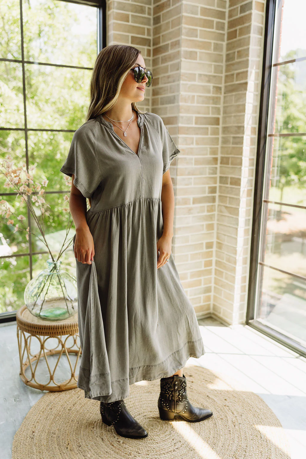 Brooke Washed Grey Midi Dress - Image 3