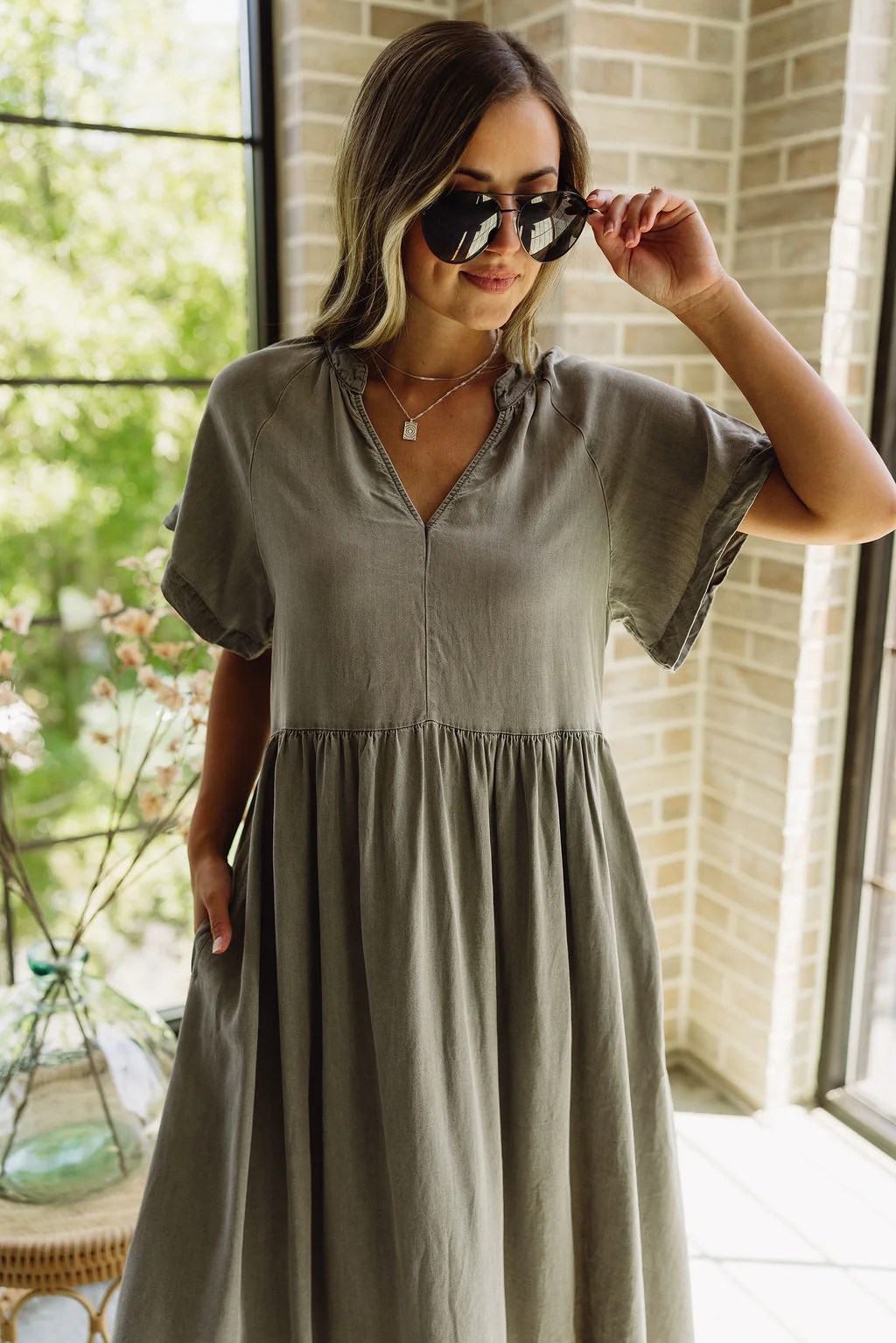 Brooke Washed Grey Midi Dress - Image 4