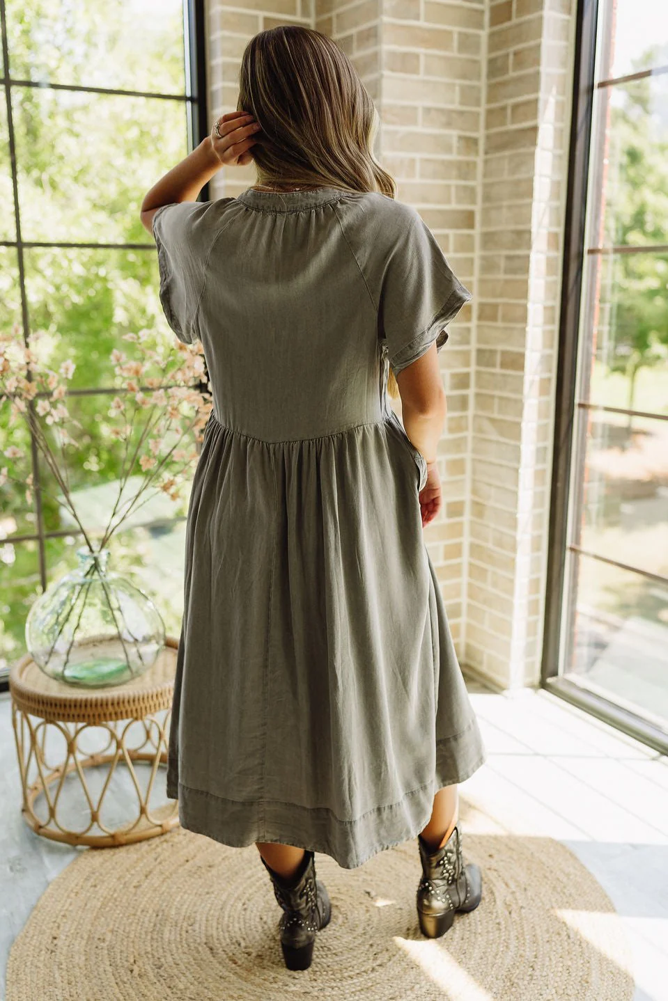 Brooke Washed Grey Midi Dress - Image 7