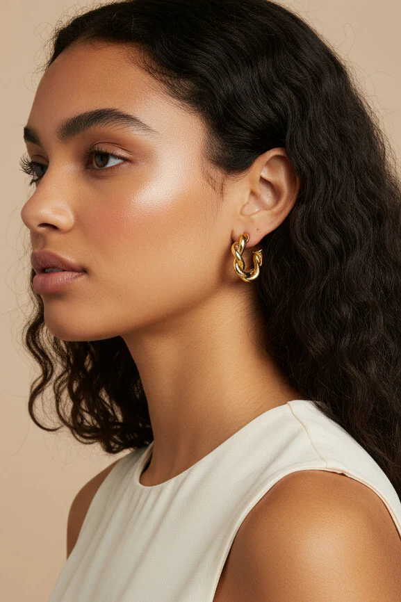 Brooklyn Gold Twisted Hoop Earrings