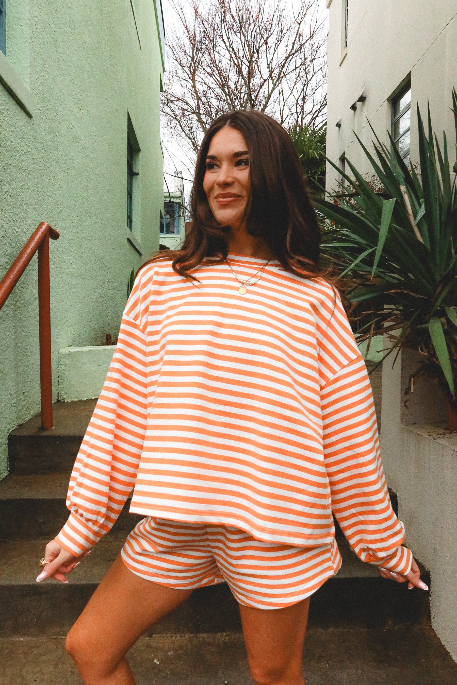 Brooklyn Orange & White Striped Top - Image 3