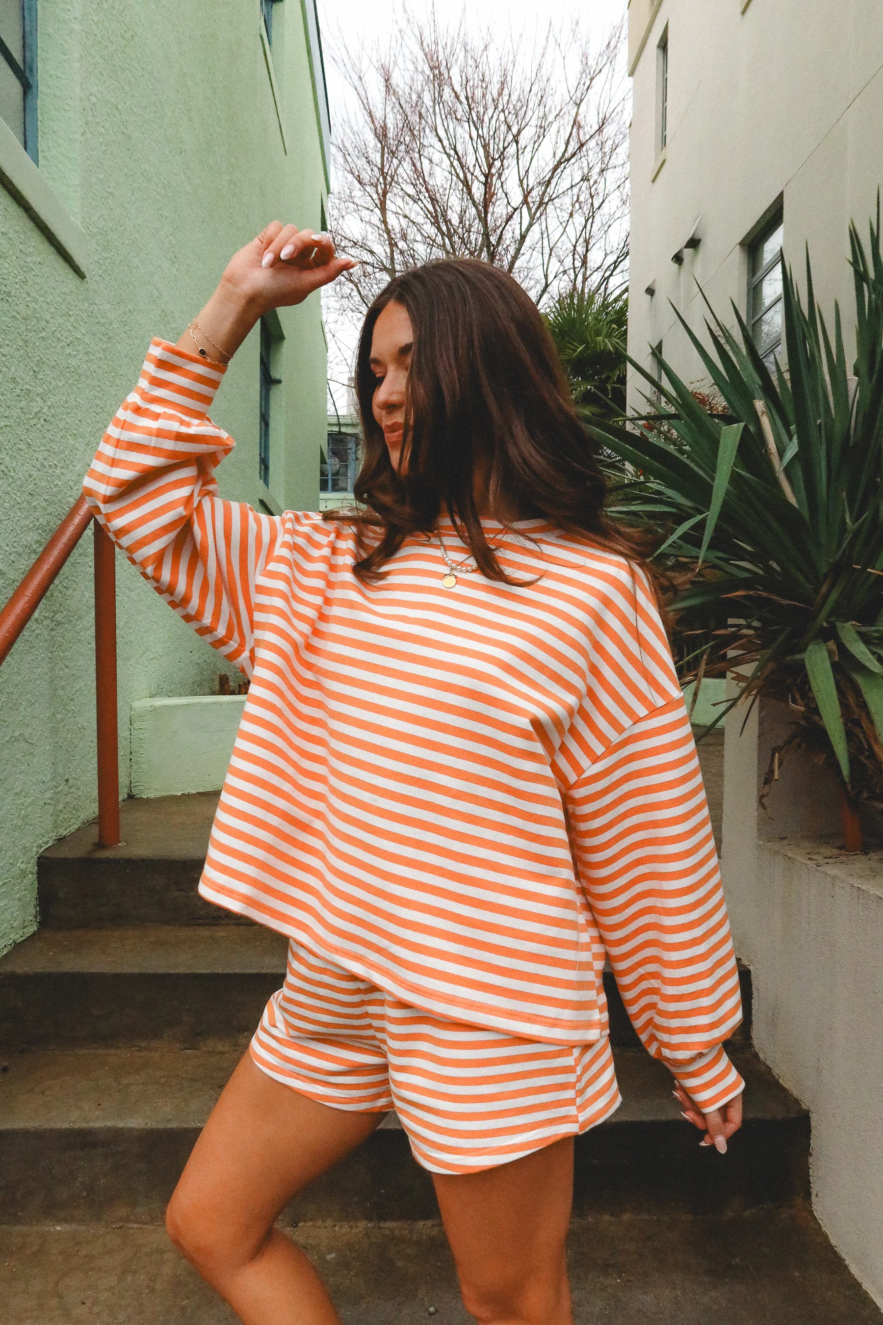 Brooklyn Orange & White Striped Top - Image 5