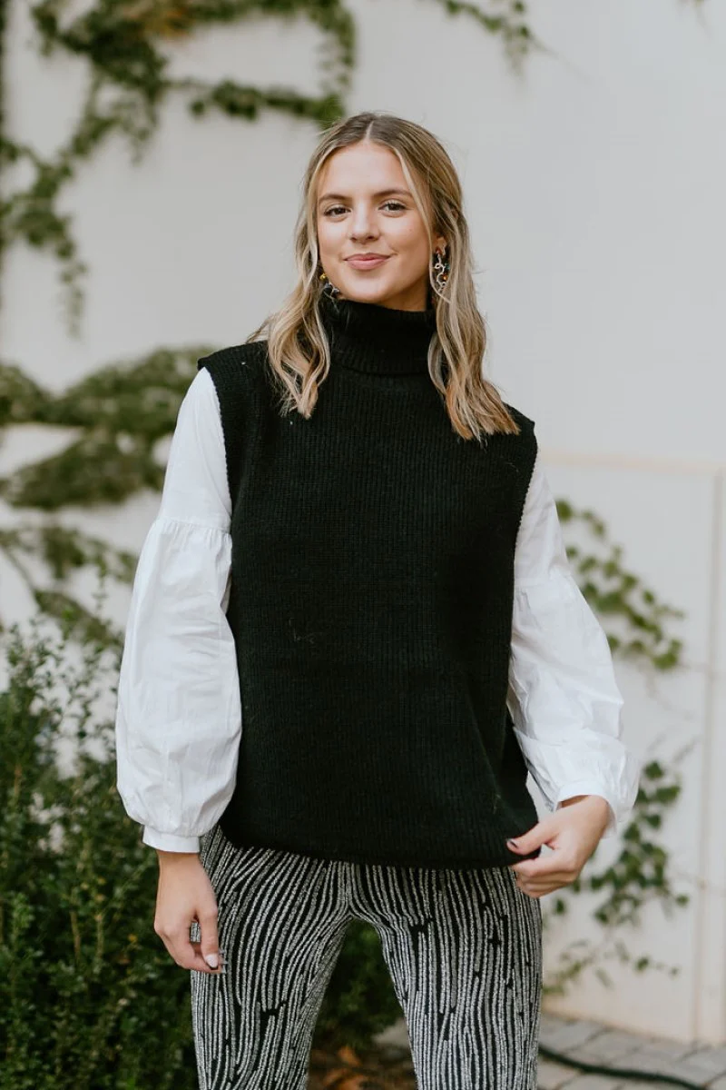 Brooklyn Sweater Vest in Black