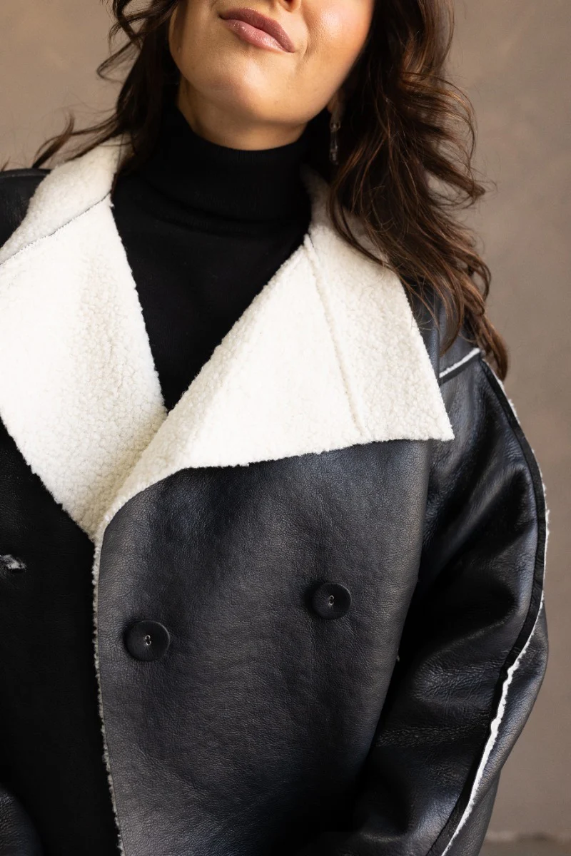 Brooklynn Black Faux-Leather Sherpa Jacket - Image 8