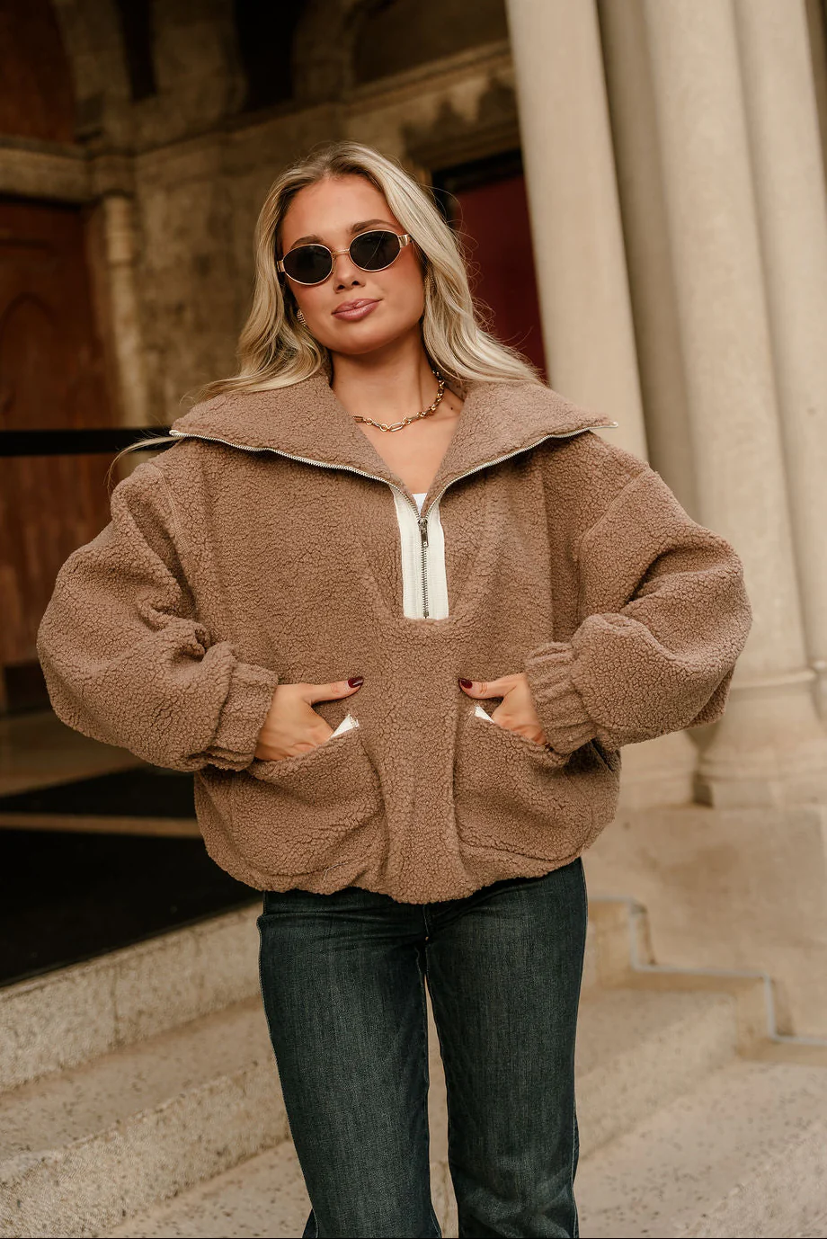 Chandler Brown Sherpa Quarter-Zip Jacket - Image 3