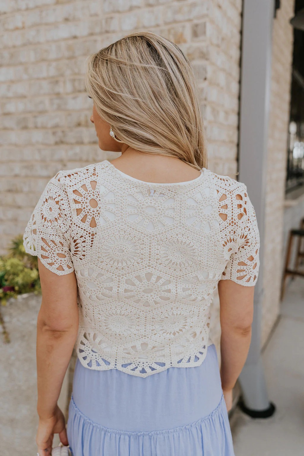 Brynlee Cream Crochet Scallop Top - Image 8
