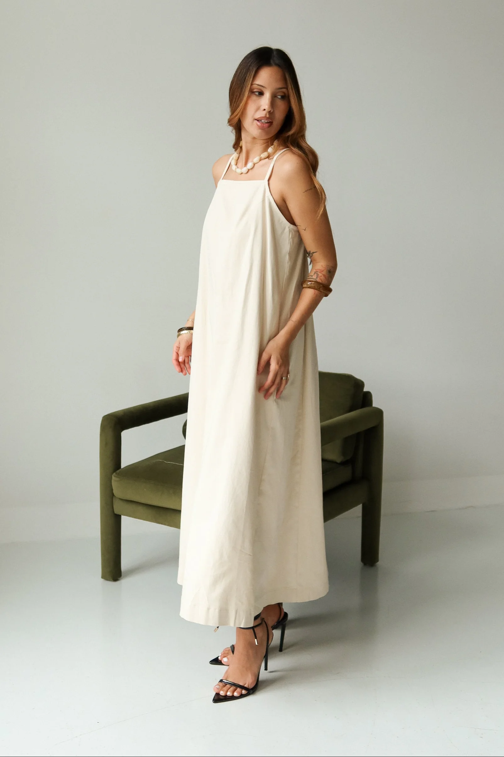Brynlee Ecru Flare Midi Dress - Image 5