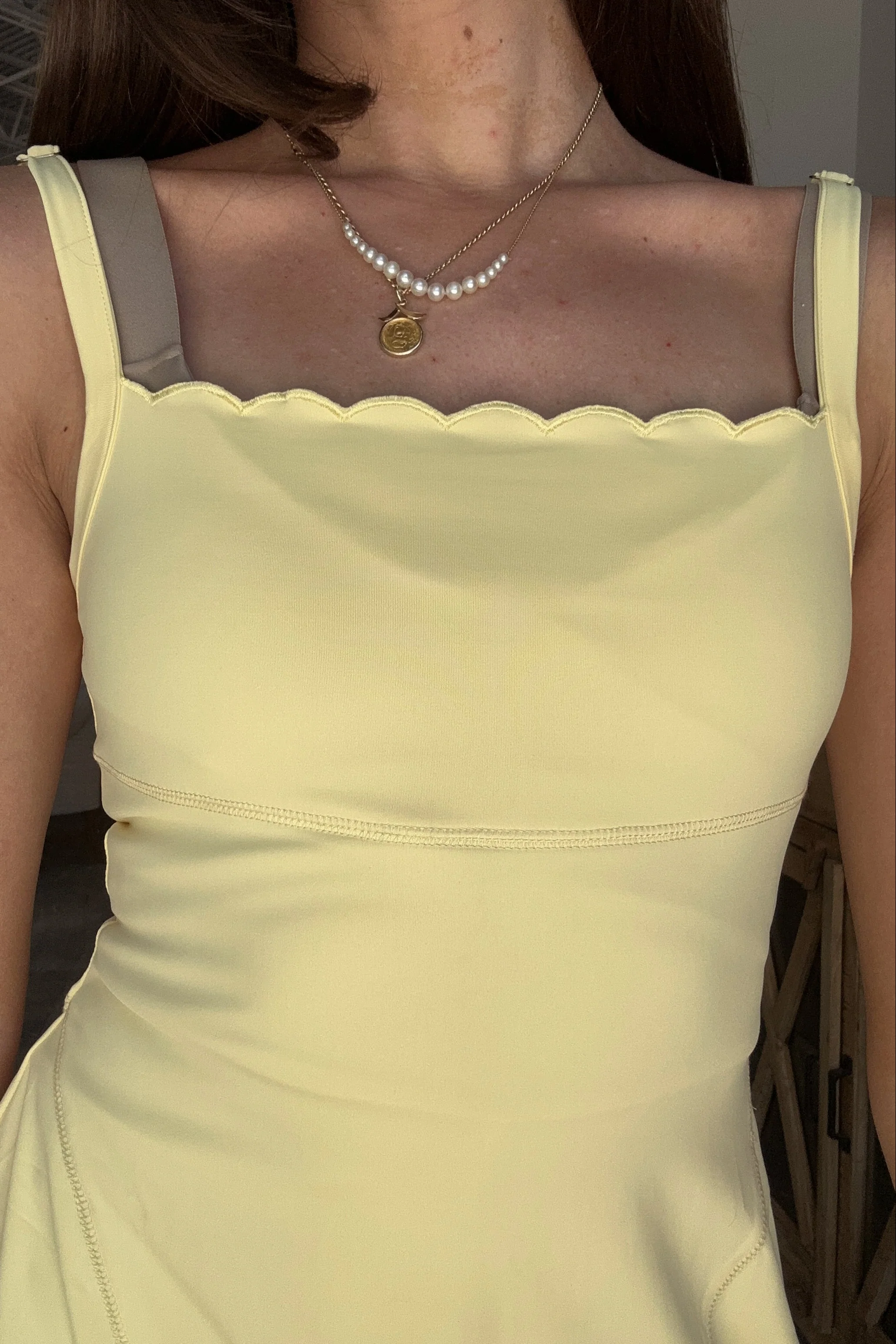 Brynlee Yellow Scallop Athletic Romper Mini Dress - Image 3
