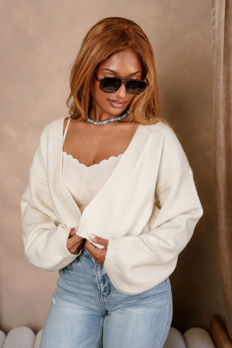 Brynn Cream Knit Open Cardigan