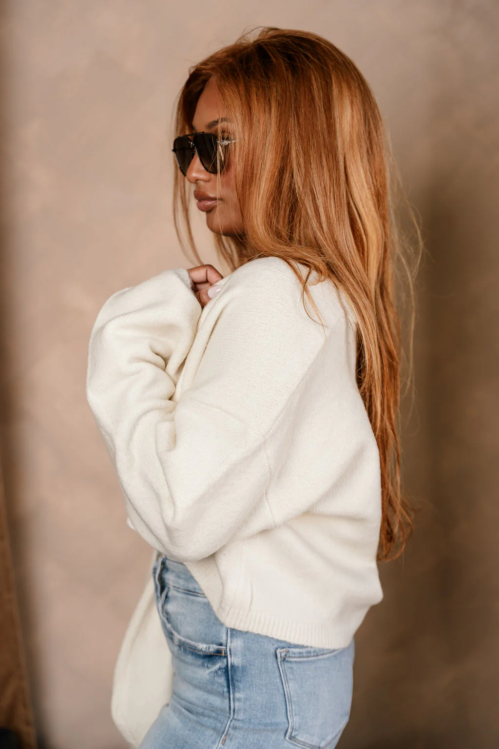 Brynn Cream Knit Open Cardigan - Image 10
