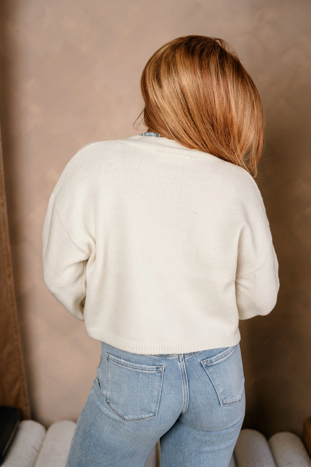 Brynn Cream Knit Open Cardigan - Image 11